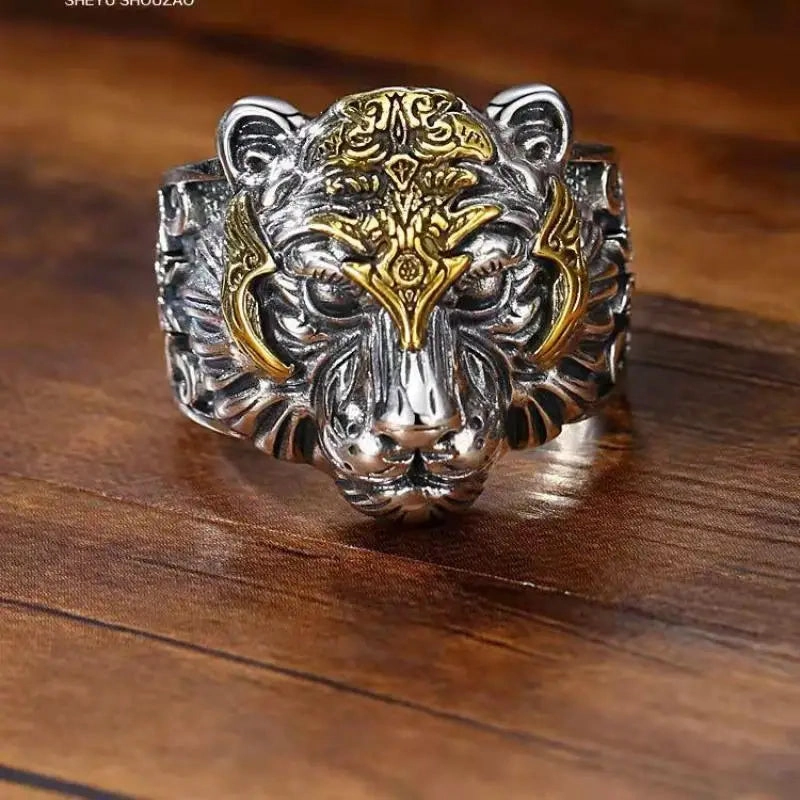 Tool Wrench Open Ring Silver Plated Adjustable Ring Men
