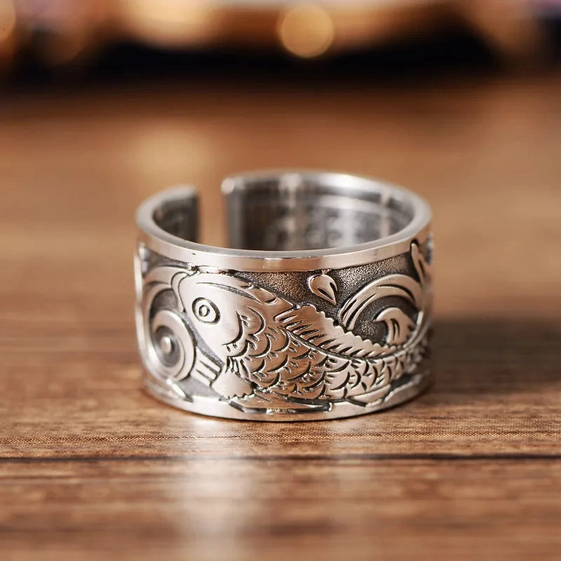 Tool Wrench Open Ring Silver Plated Adjustable Ring Men