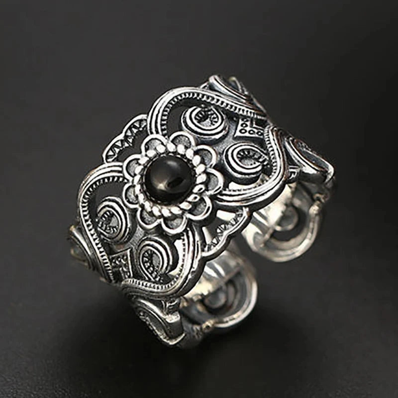 Tool Wrench Open Ring Silver Plated Adjustable Ring Men