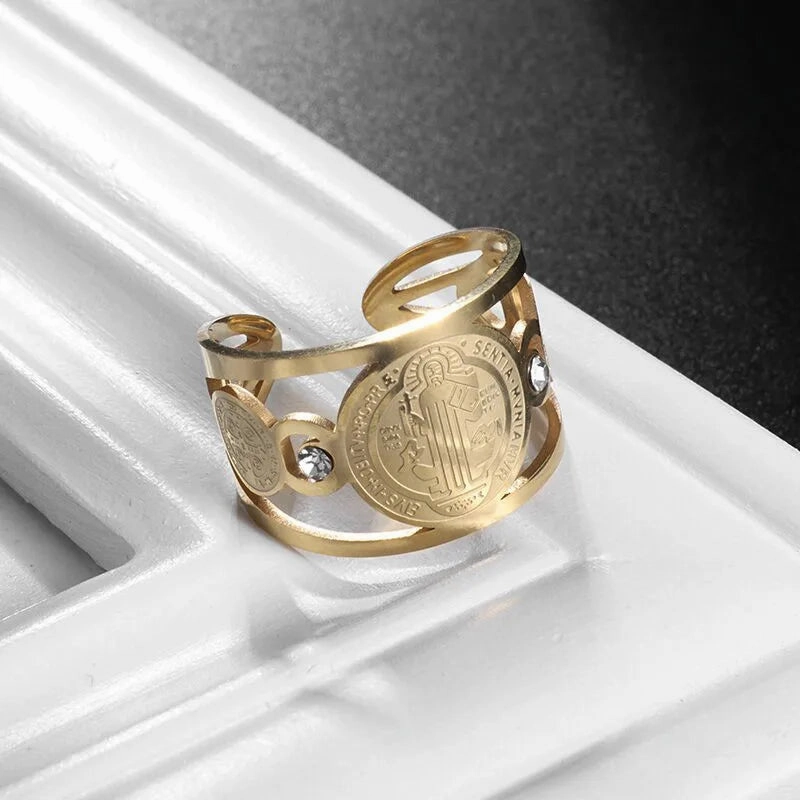Tool Wrench Open Ring Silver Plated Adjustable Ring Men