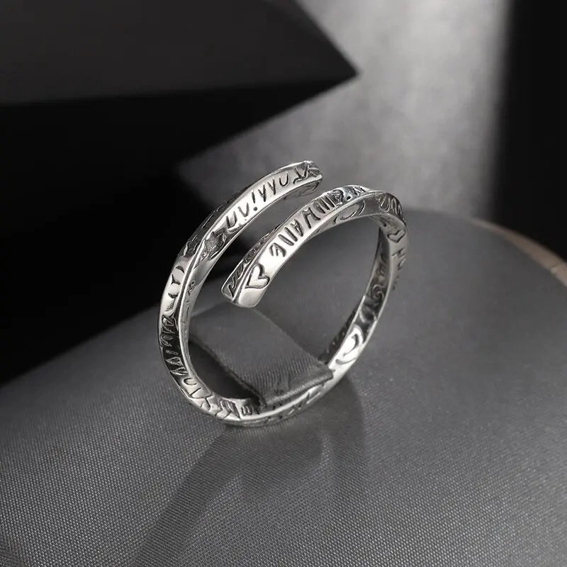 Tool Wrench Open Ring Silver Plated Adjustable Ring Men
