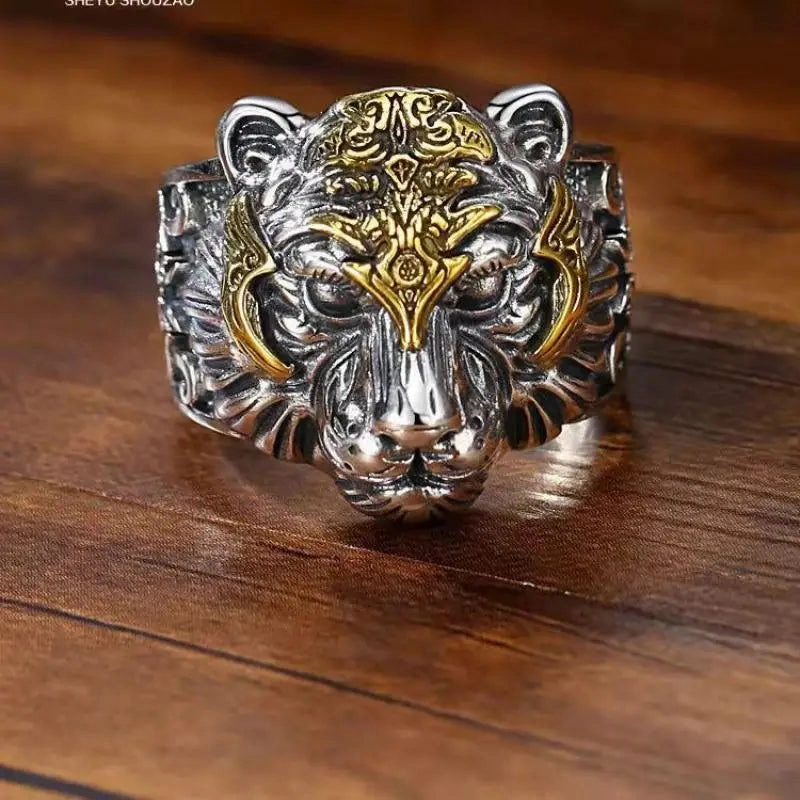 Tool Wrench Open Ring Silver Plated Adjustable Ring Men