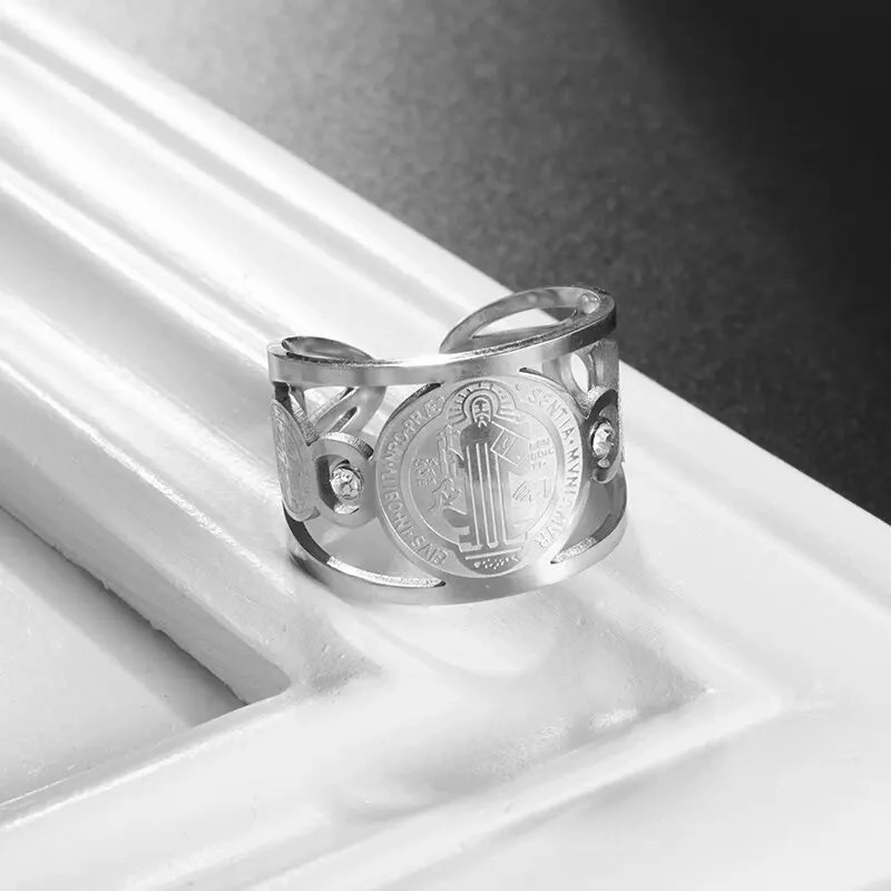 Tool Wrench Open Ring Silver Plated Adjustable Ring Men