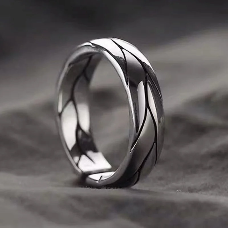 Tool Wrench Open Ring Silver Plated Adjustable Ring Men