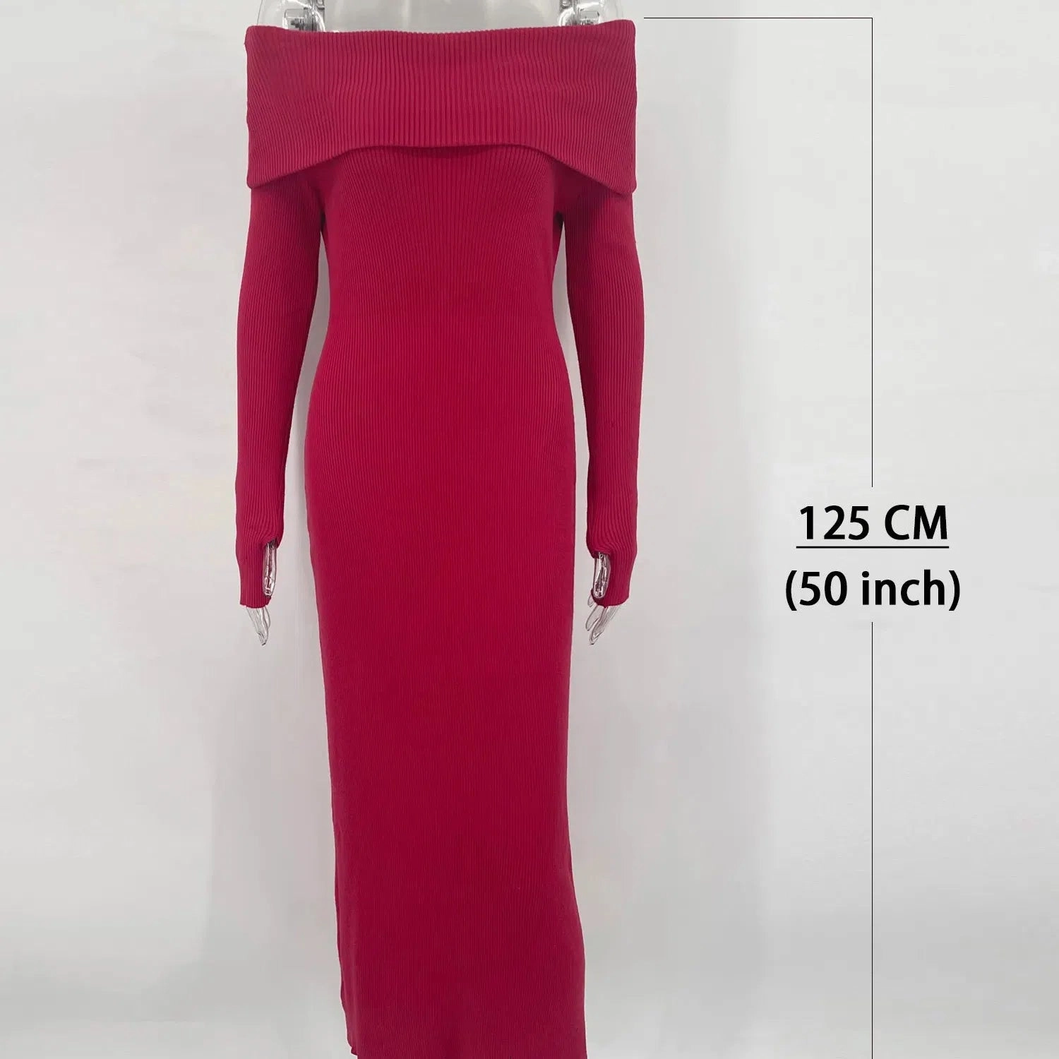 Tossy Fashion Knit Long Dress Off-Shoulder Elegant Maxi Dress