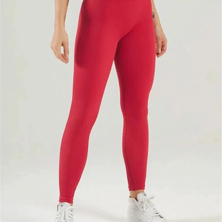 Tossy Ribbed Yoga Leggings Sports Tights Women Push Up Fit