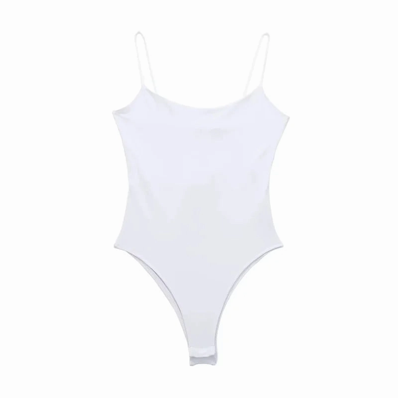 TRAF White Black Body Woman Sleeveless Bodycon Bodysuit for Summer Parties and Nights Out