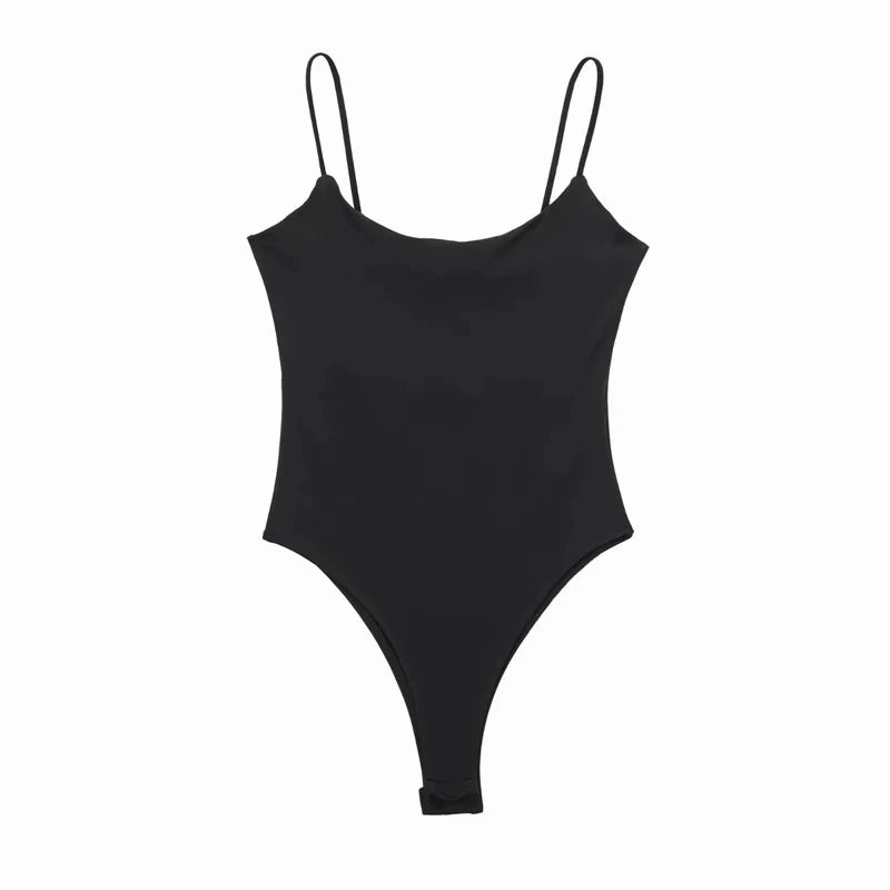 TRAF White Black Body Woman Sleeveless Bodycon Bodysuit for Summer Parties and Nights Out
