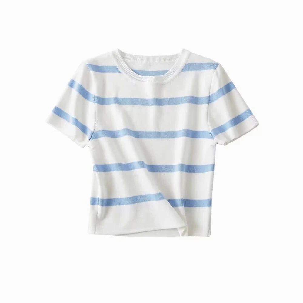 TRAF Women Fashion Striped Cropped Knit Sweater Chic Top