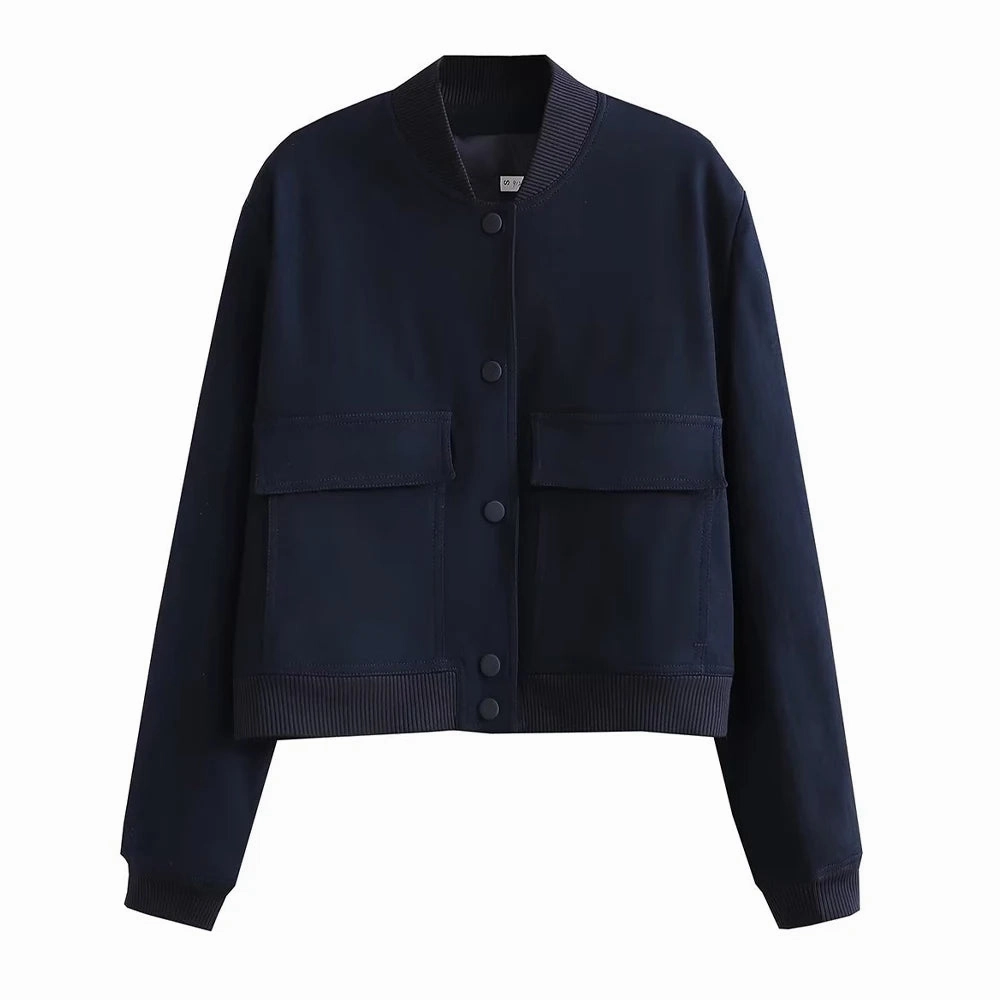TRAF Women Fashion With Pockets Bomber Jacket Coats Chic Tops