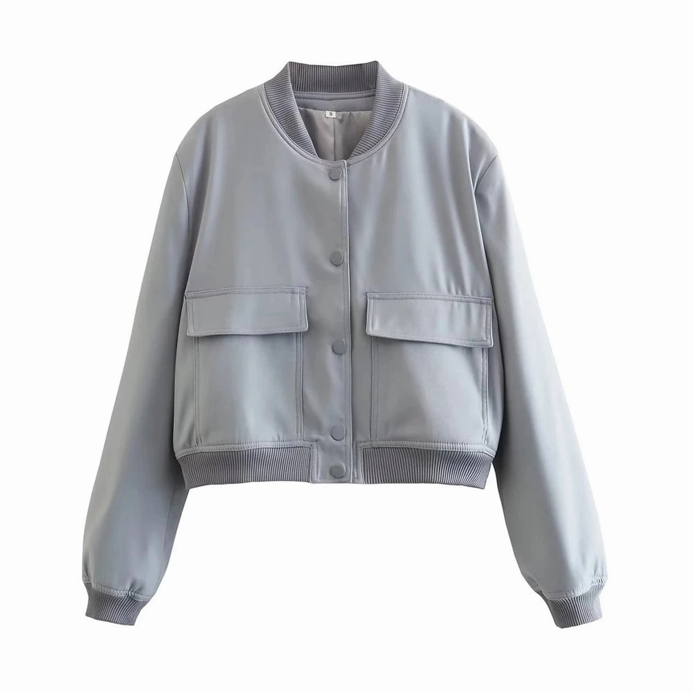 TRAF Women Fashion With Pockets Bomber Jacket Coats Chic Tops