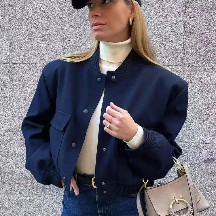 TRAF Women Fashion With Pockets Bomber Jacket Coats Chic Tops