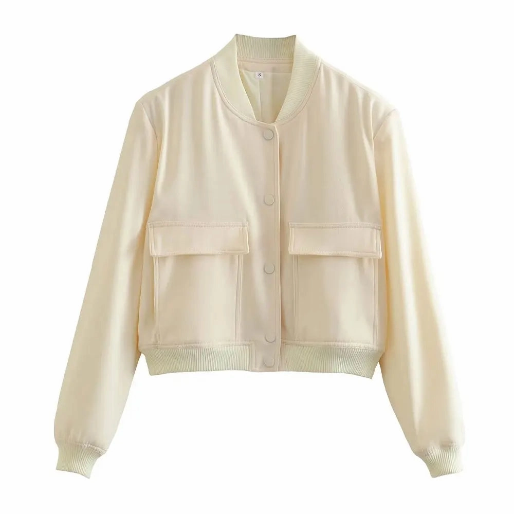 TRAF Women Fashion With Pockets Bomber Jacket Coats Chic Tops