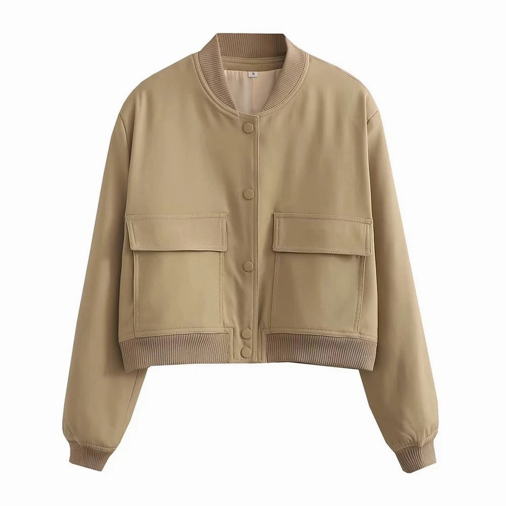 TRAF Women Fashion With Pockets Bomber Jacket Coats Chic Tops