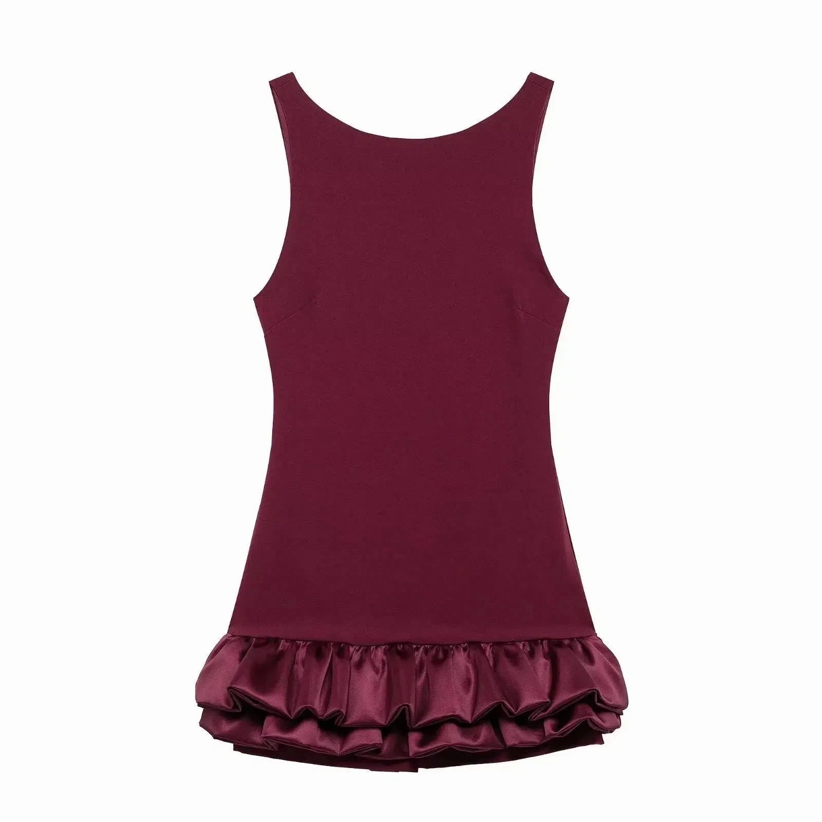 TRAFZA Vintage Chic Red Sexy Women Dress Cami Backless Mini