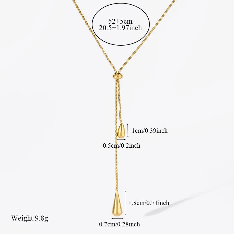 Trendy 18K Gold Plated Water Drop Pendant Necklace for Women