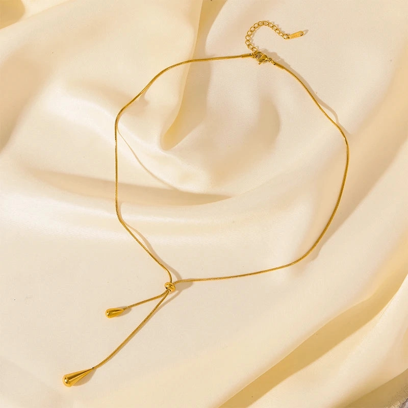 Trendy 18K Gold Plated Water Drop Pendant Necklace for Women