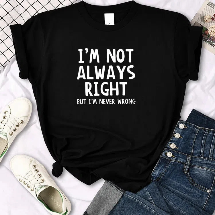 Trendy Oversized Summer T-Shirt for Women ?C Cool Letter Prints, Casual Round Neck Tee, Unisex Fit, Available in 12 Vibrant Colors