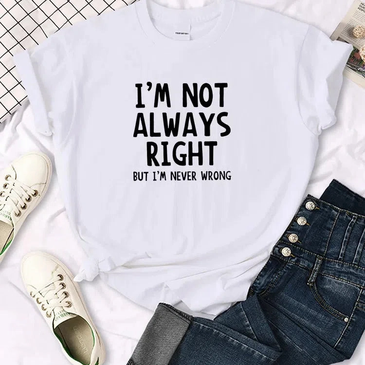Trendy Oversized Summer T-Shirt for Women ?C Cool Letter Prints, Casual Round Neck Tee, Unisex Fit, Available in 12 Vibrant Colors