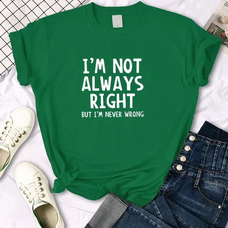 Trendy Oversized Summer T-Shirt for Women ?C Cool Letter Prints, Casual Round Neck Tee, Unisex Fit, Available in 12 Vibrant Colors