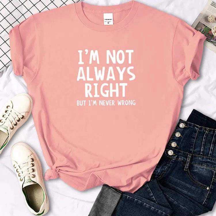 Trendy Oversized Summer T-Shirt for Women ?C Cool Letter Prints, Casual Round Neck Tee, Unisex Fit, Available in 12 Vibrant Colors