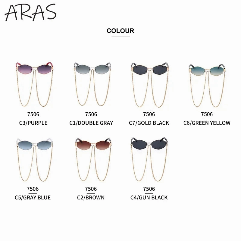 Trendy Retro Hexagon With Chain Sunglasses For Women