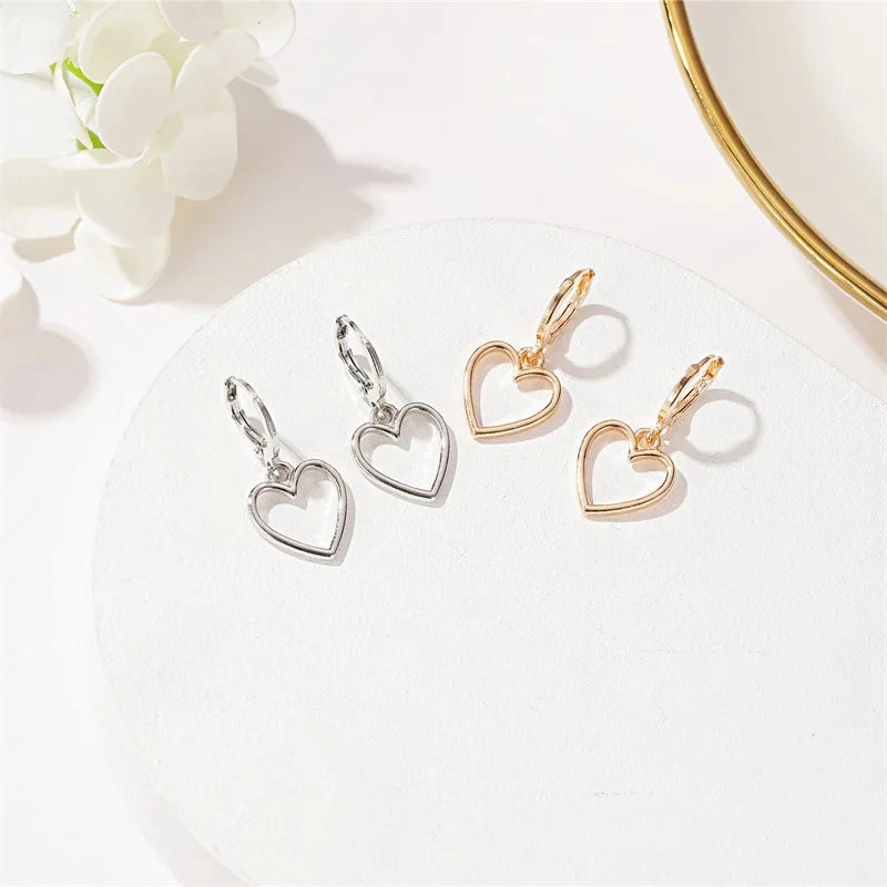 Trendy Silver Color Hollow Love Heart Earrings For Women
