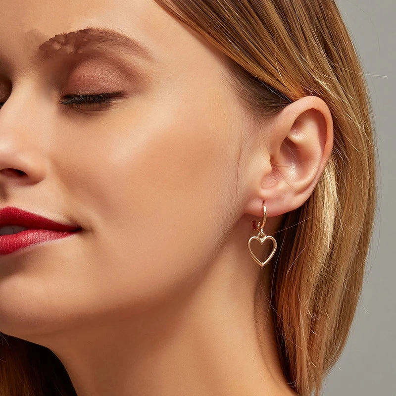 Trendy Silver Color Hollow Love Heart Earrings For Women