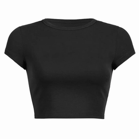Trendy Summer Cropped T-Shirt for Women - Casual Short Sleeve O-Neck Blouse in Solid Colors