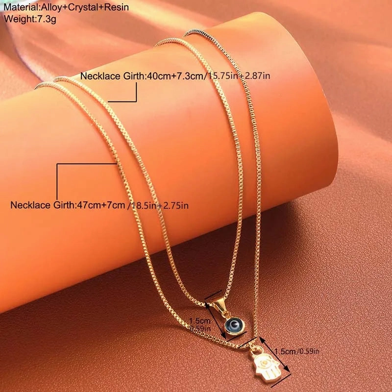 Turkish Lucky Double Layer Evil Eyes Pendant Necklace