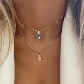 Turkish Lucky Double Layer Evil Eyes Pendant Necklace