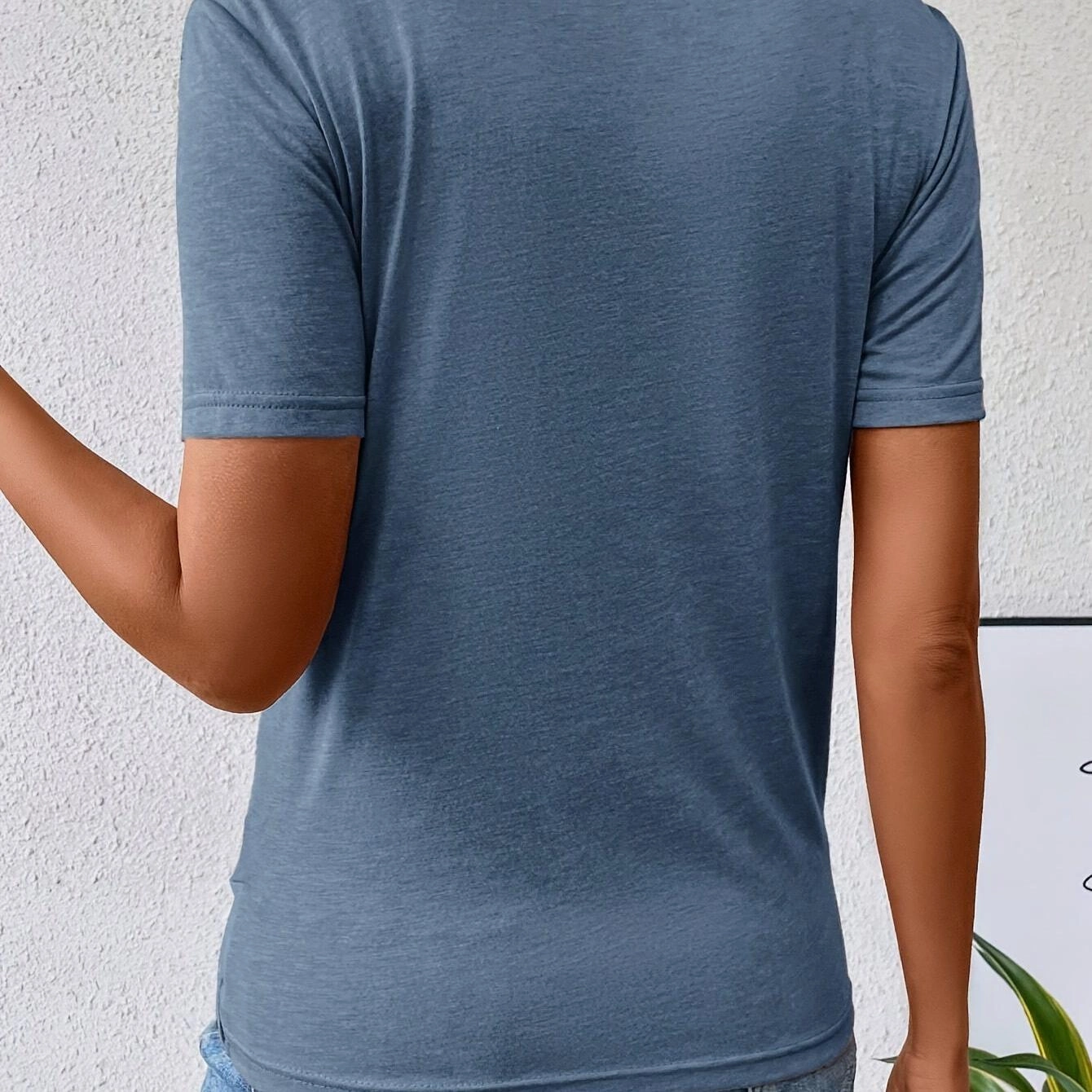 Twist Hem V Neck T-Shirt For Spring & Summer Women's Wear