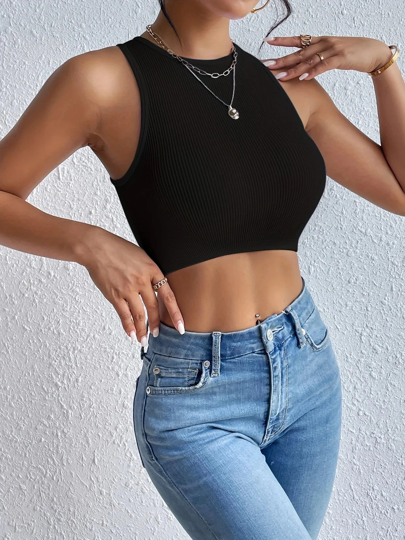 Unique Ribbed Short Top - Sleeveless High Elasticity Tank for Summer Casual Fashion