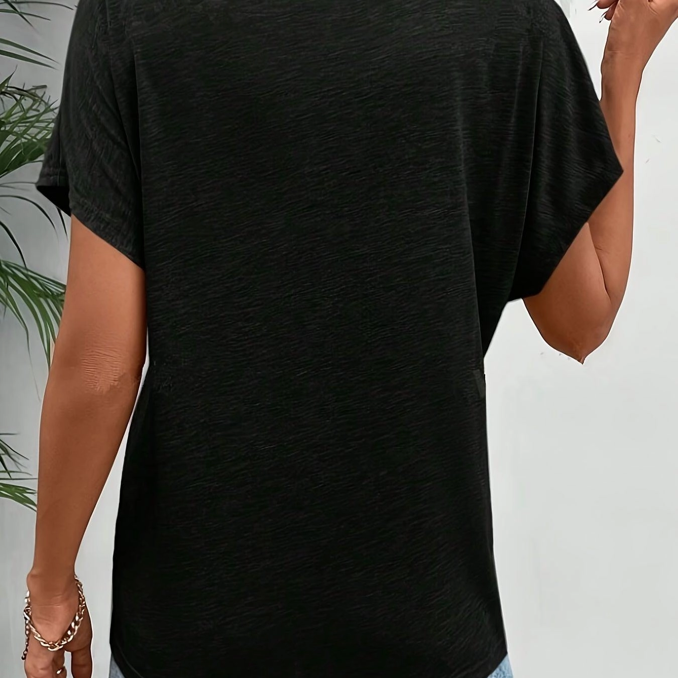 V Neck Loose Solid Casual T-shirt for Spring Summer Style