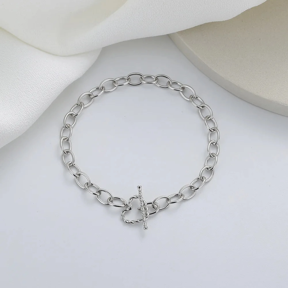 VENTFILLE 925 Sterling Silver Double Love Heart Bracelet Elegant Adjustable Fashion Jewelry