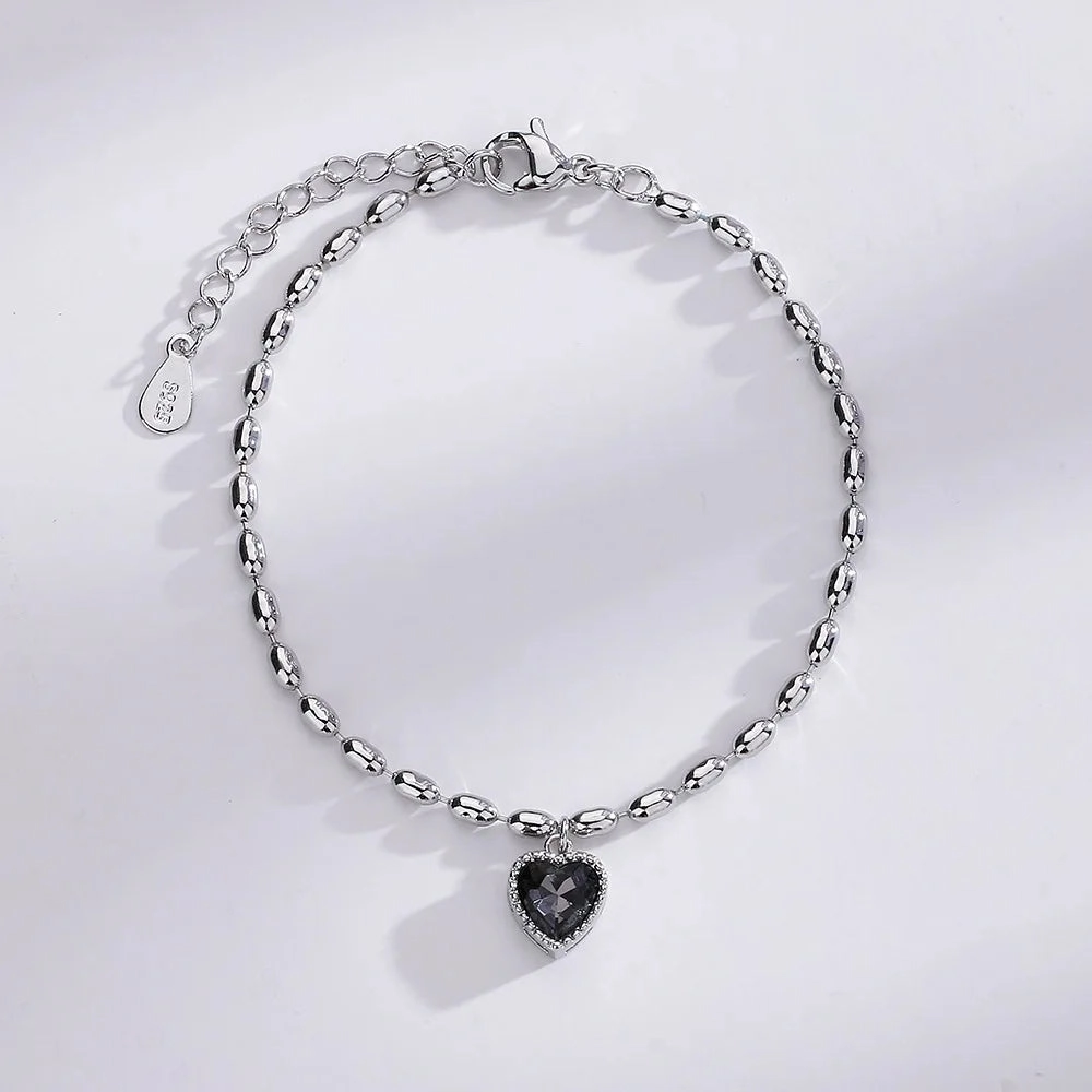 VENTFILLE 925 Sterling Silver Double Love Heart Bracelet Elegant Adjustable Fashion Jewelry