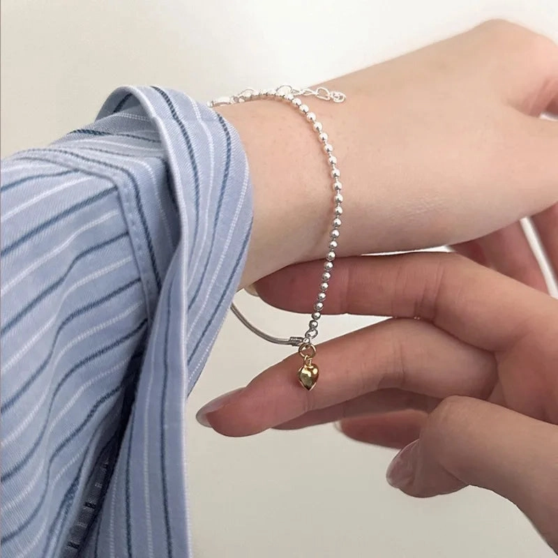 VENTFILLE 925 Sterling Silver Double Love Heart Bracelet Elegant Adjustable Fashion Jewelry