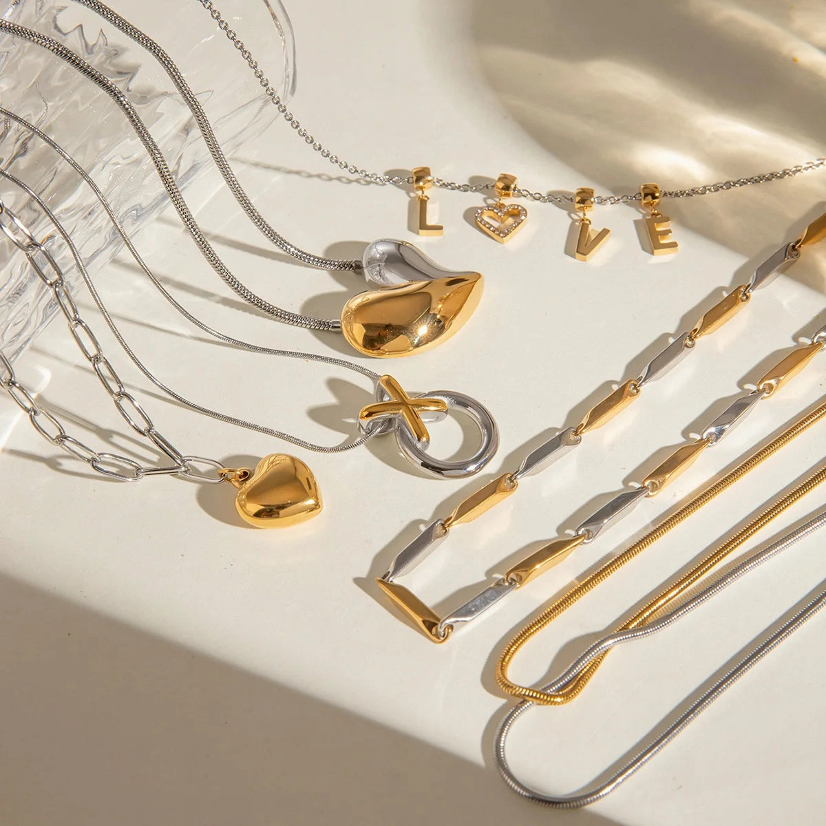 Vintage 18K Collarbone Chain Gold And Silver Necklace for Women