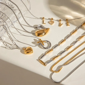 Vintage 18K Collarbone Chain Gold And Silver Necklace for Women