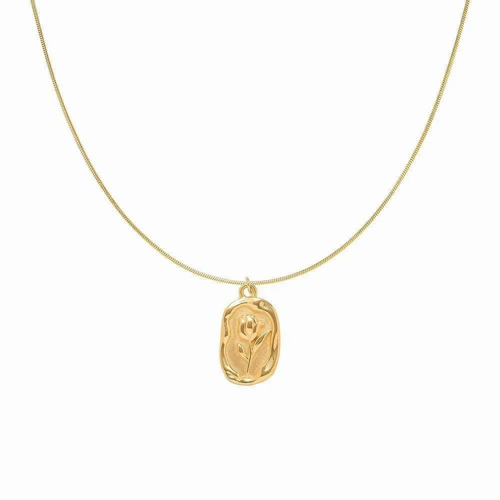 Vintage Fashion Geometric Rose Pendant Necklace For Women