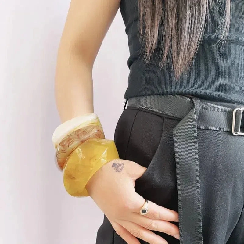 Vintage Punk Thick Irregular Resin Bracelet for Women Jewelry