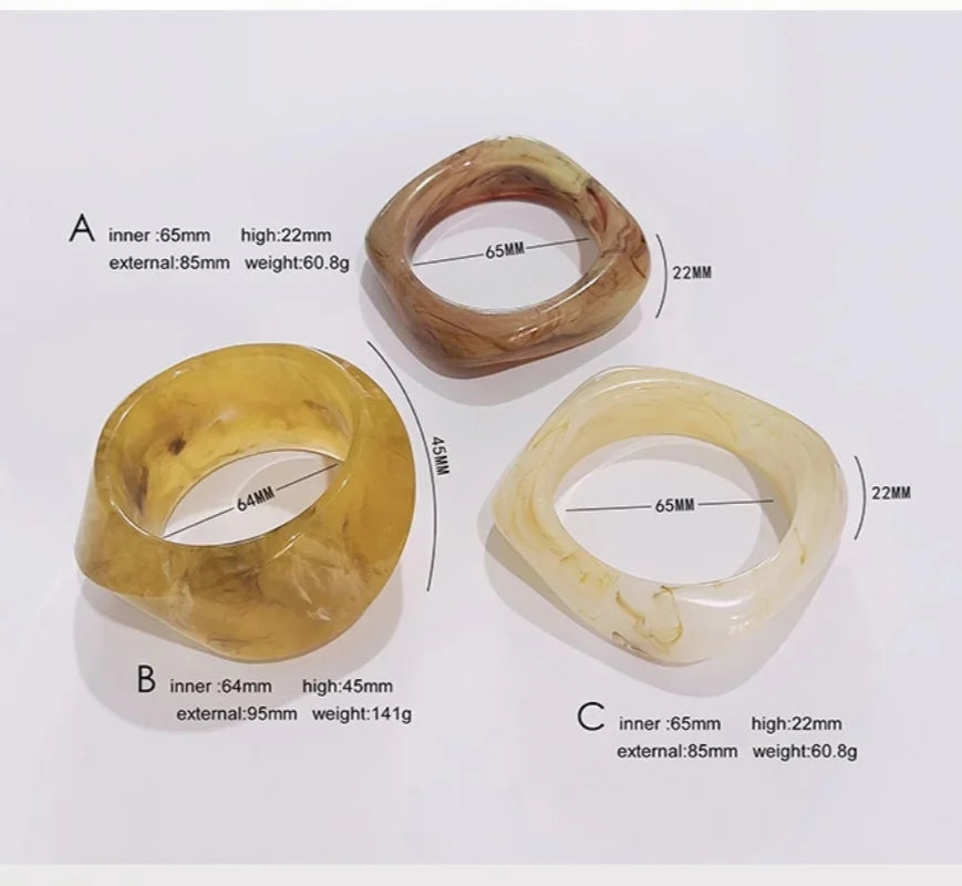 Vintage Punk Thick Irregular Shaped Resin Bracelet Jewelry
