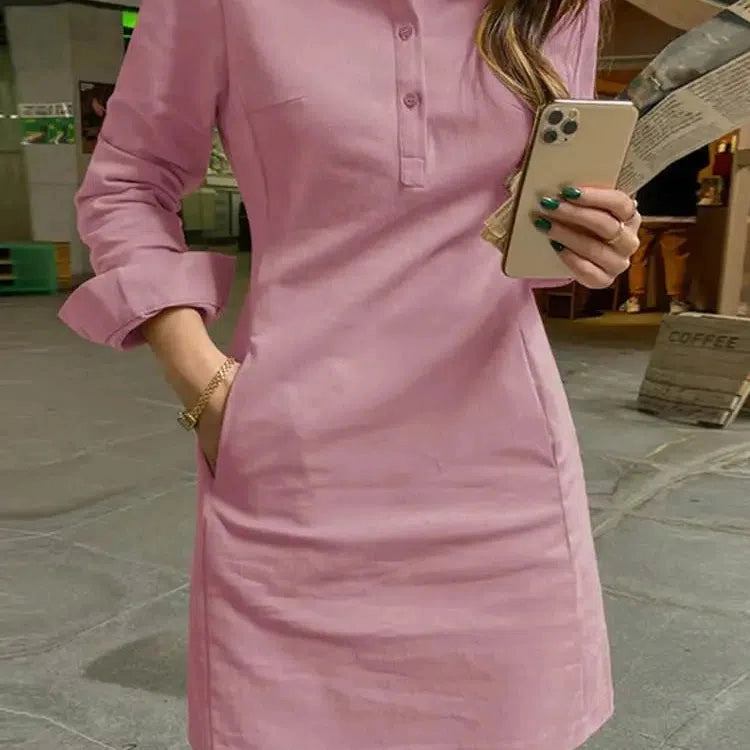 VONDA Summer Mini Dress Women Stylish Long Sleeve Sundress