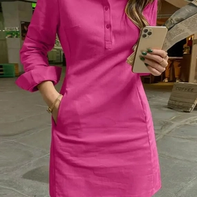 VONDA Summer Mini Dress Women Stylish Long Sleeve Sundress