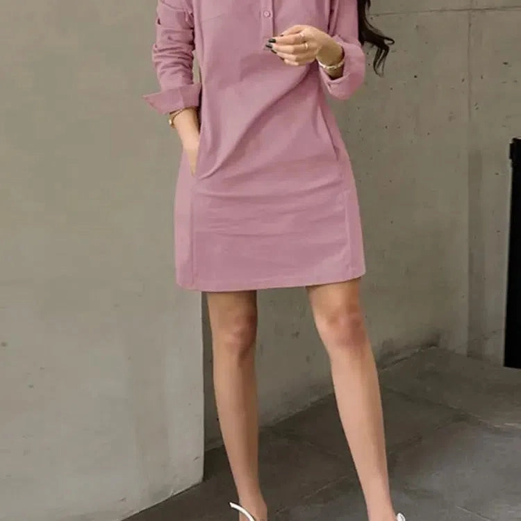 VONDA Summer Mini Dress Women Stylish Long Sleeve Sundress