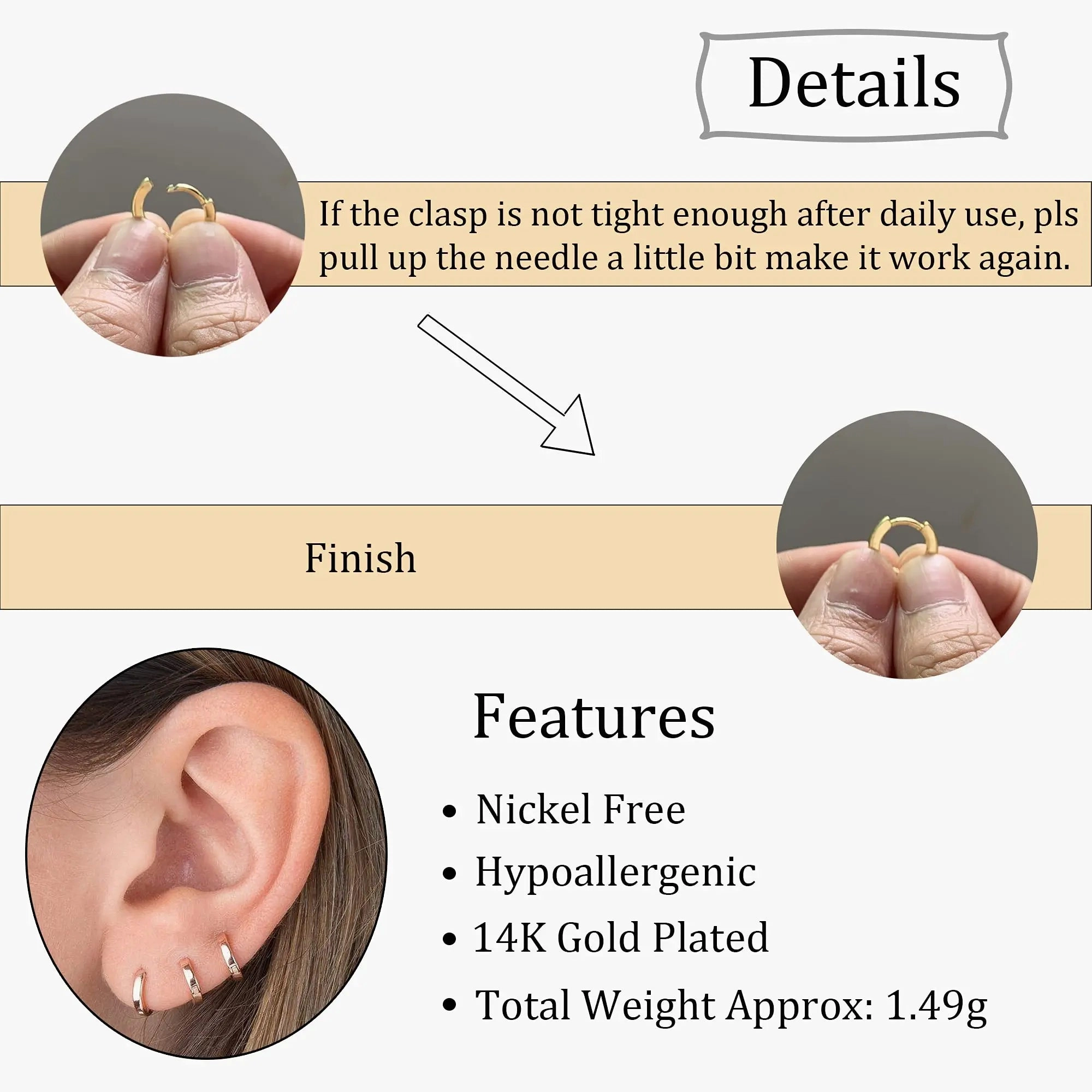 Vonmoos Hoop Earrings for Women 14K Gold Plated Jewelry