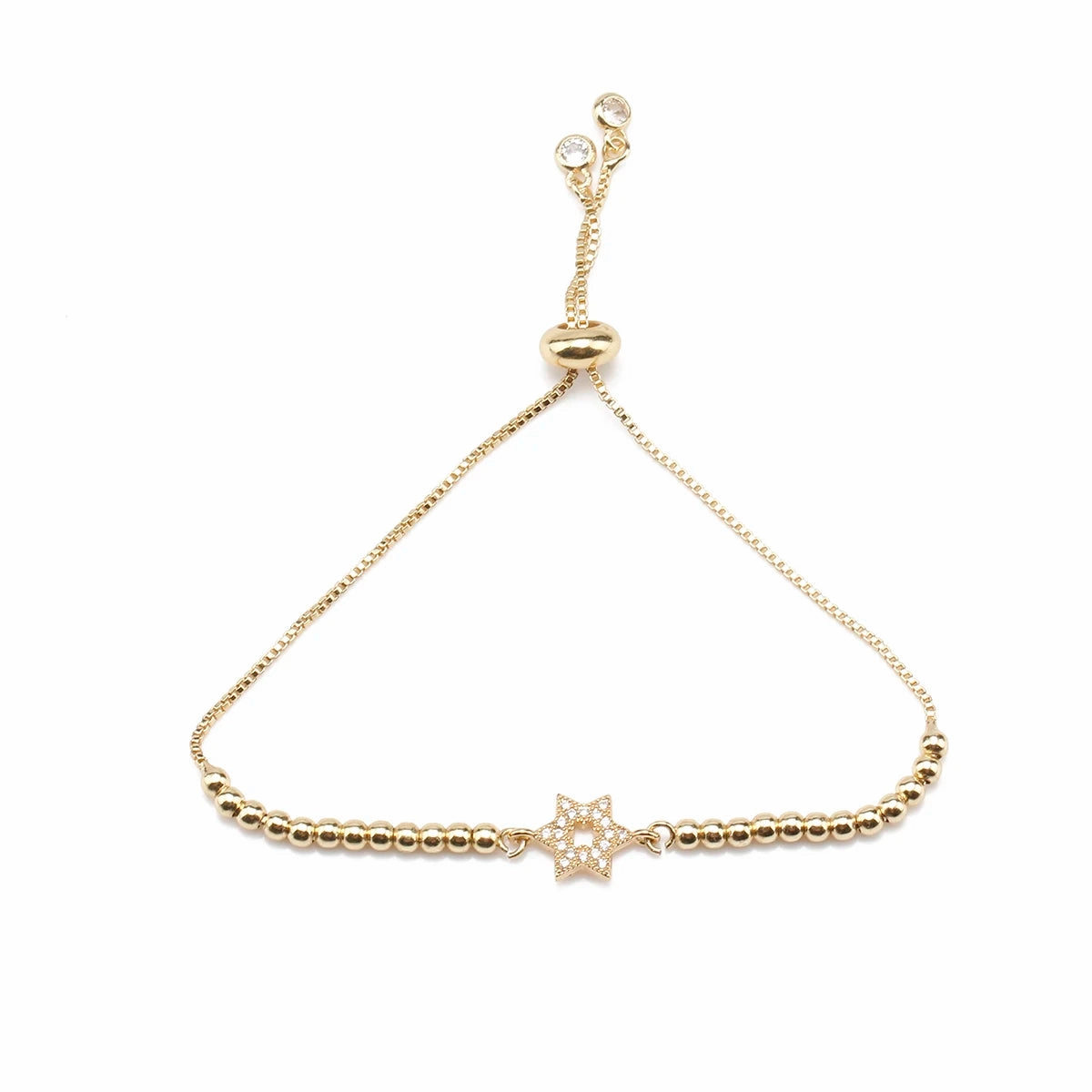 White Cubic Zirconia Stones Star Of David Charm Bracelet
