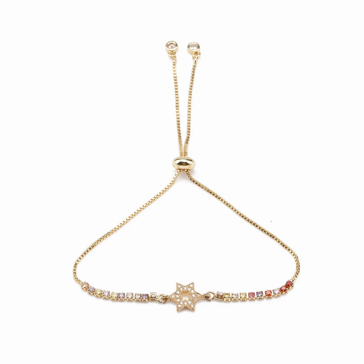 White Cubic Zirconia Stones Star Of David Charm Bracelet