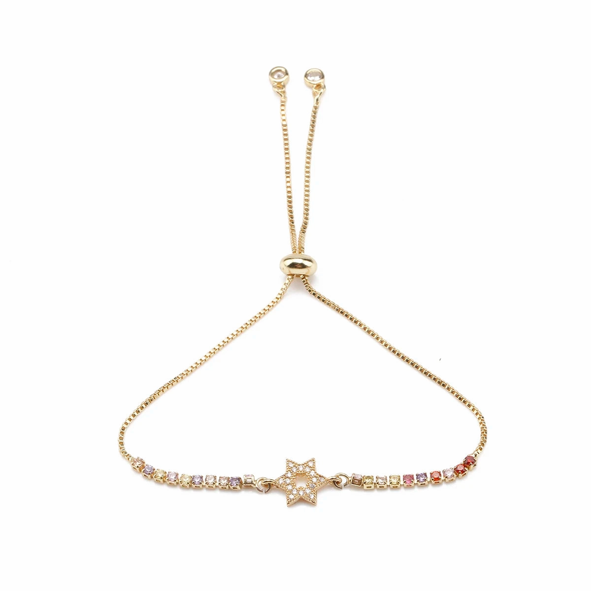 White Cubic Zirconia Stones Star Of David Charm Bracelet