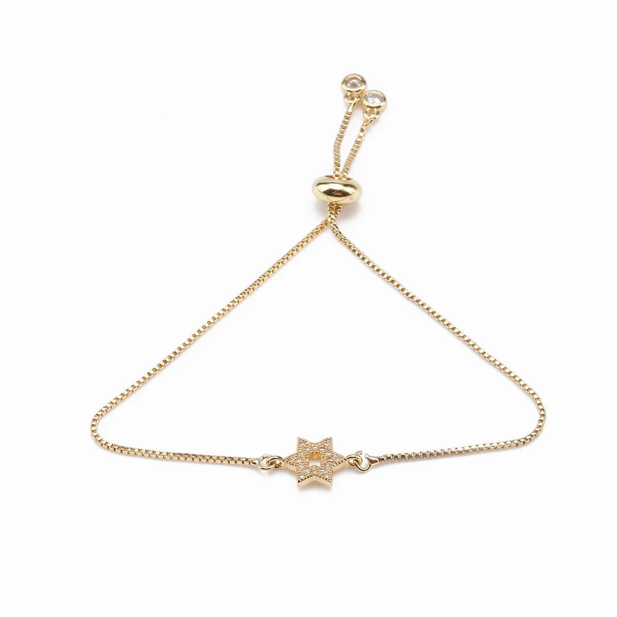 White Cubic Zirconia Stones Star Of David Charm Bracelet